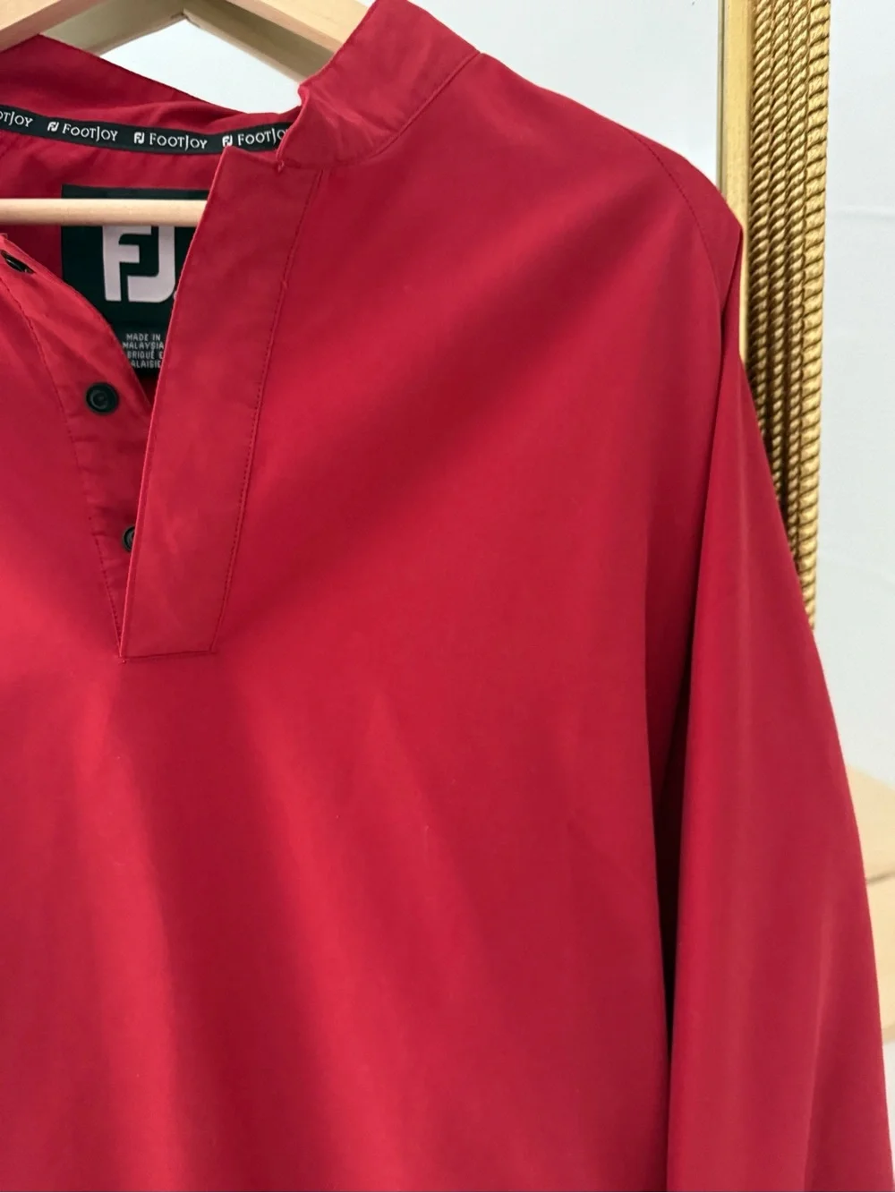 FootJoy Red Golf Jacket with Black Logo Trim